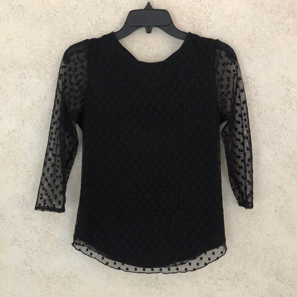Ann Taylor Swiss Polka Dot Overlay Top - Picture 1 of 6